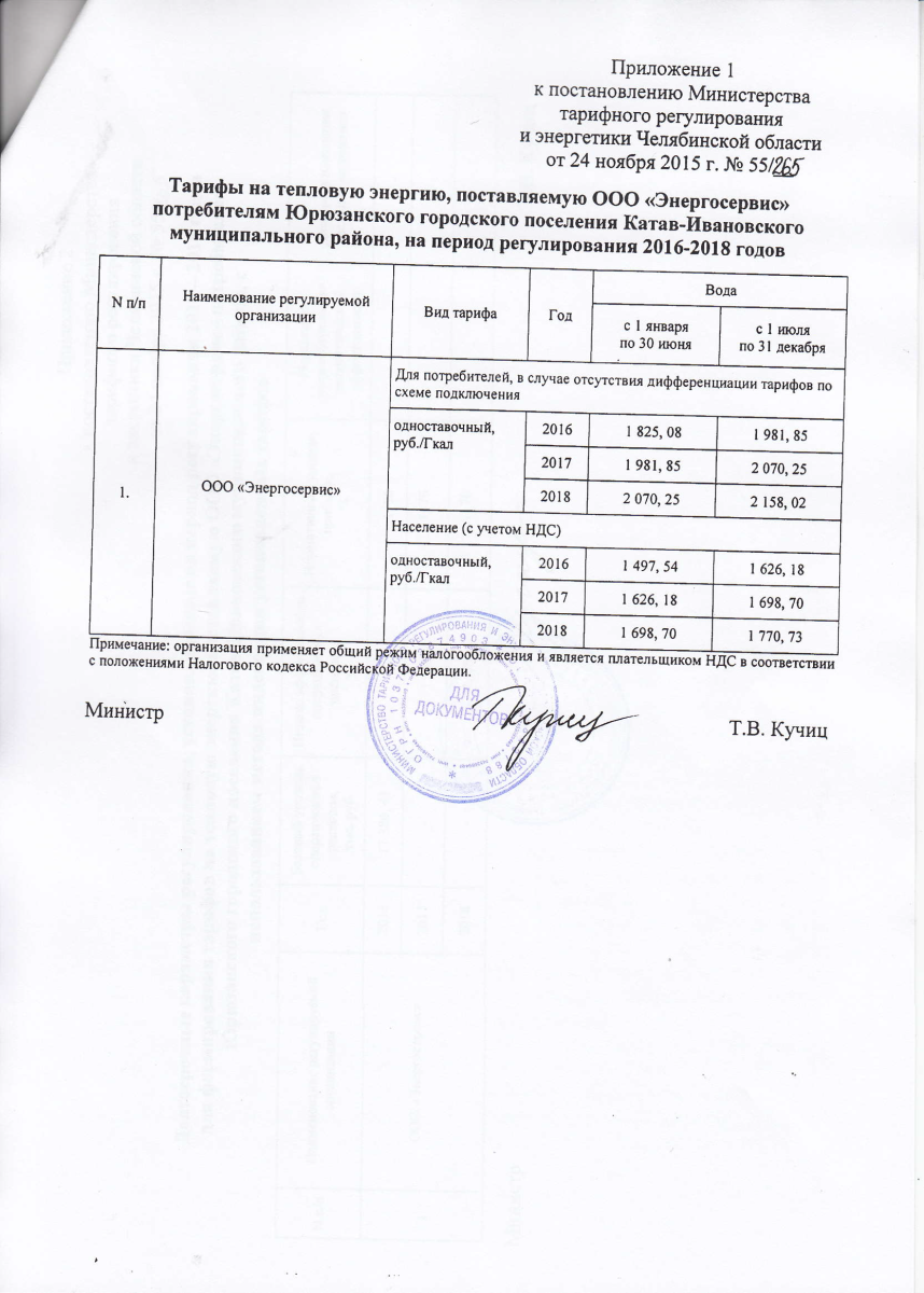 Приказ об установление тарифов электрической